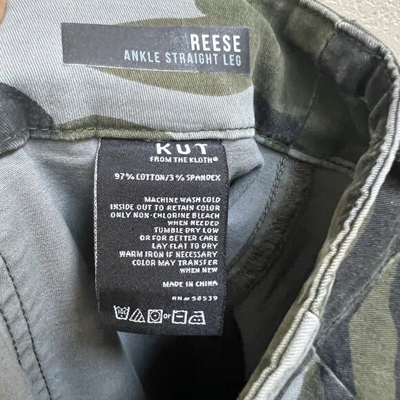 Kut From The Kloth Pants Women's Sz 8 Camo Reese Ankle Straight Leg Distressed - Picture 6 of 10